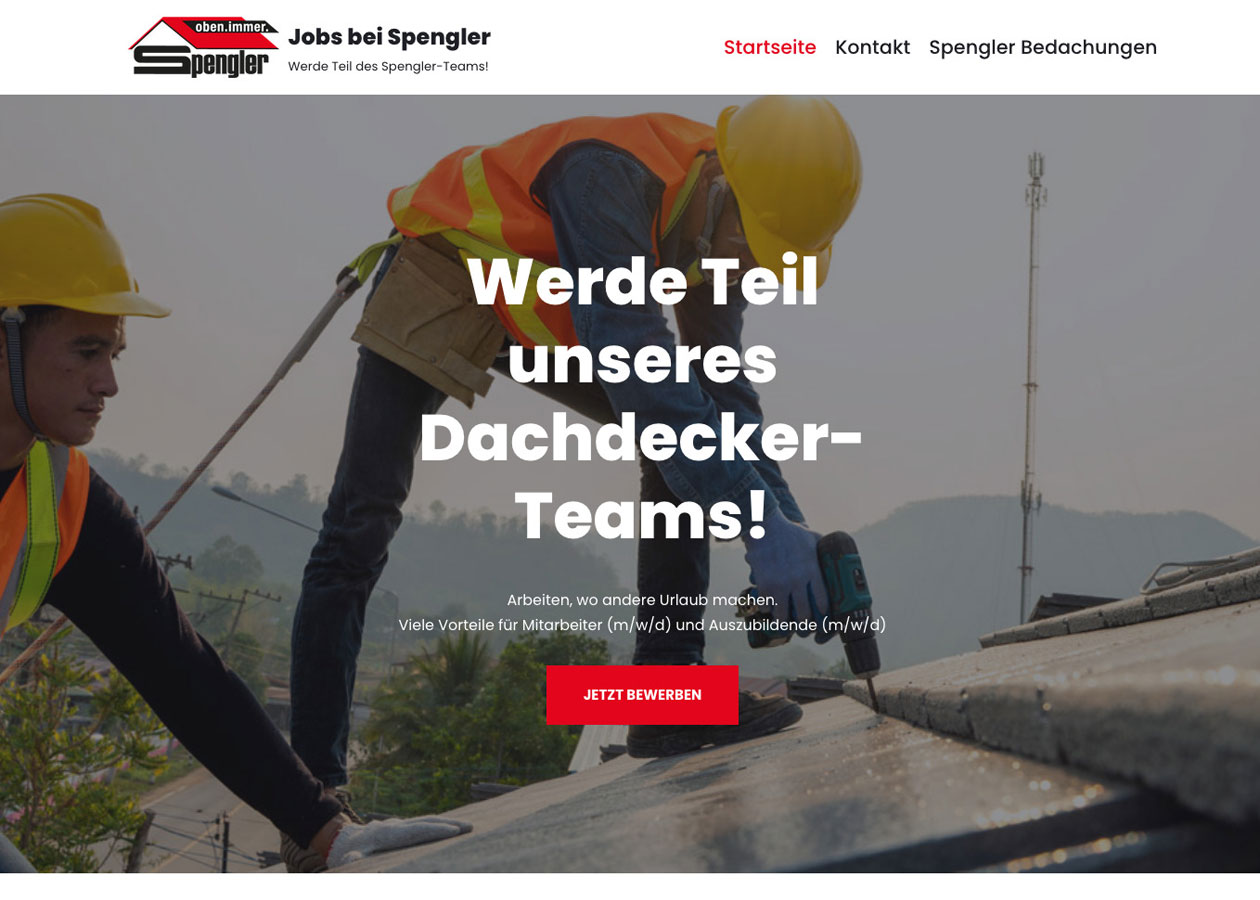 Screenshot Landingpage Spengler