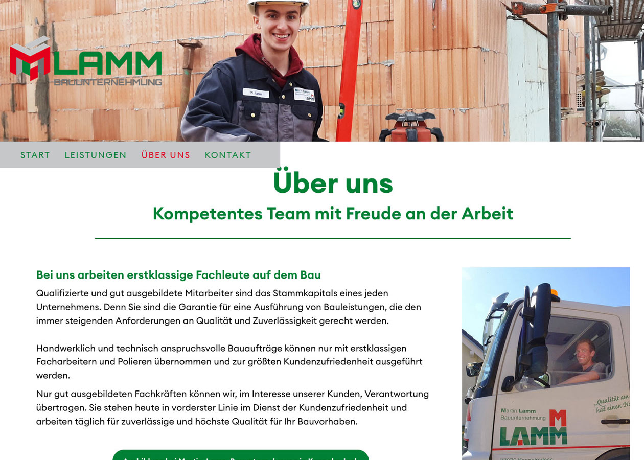 screenshot Lamm Bau Homepage