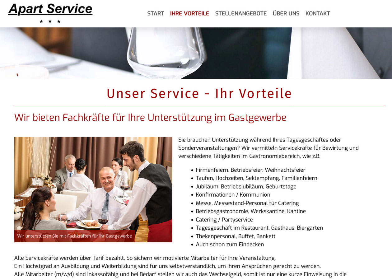 screenshot Personalagentur-Apart Homepage