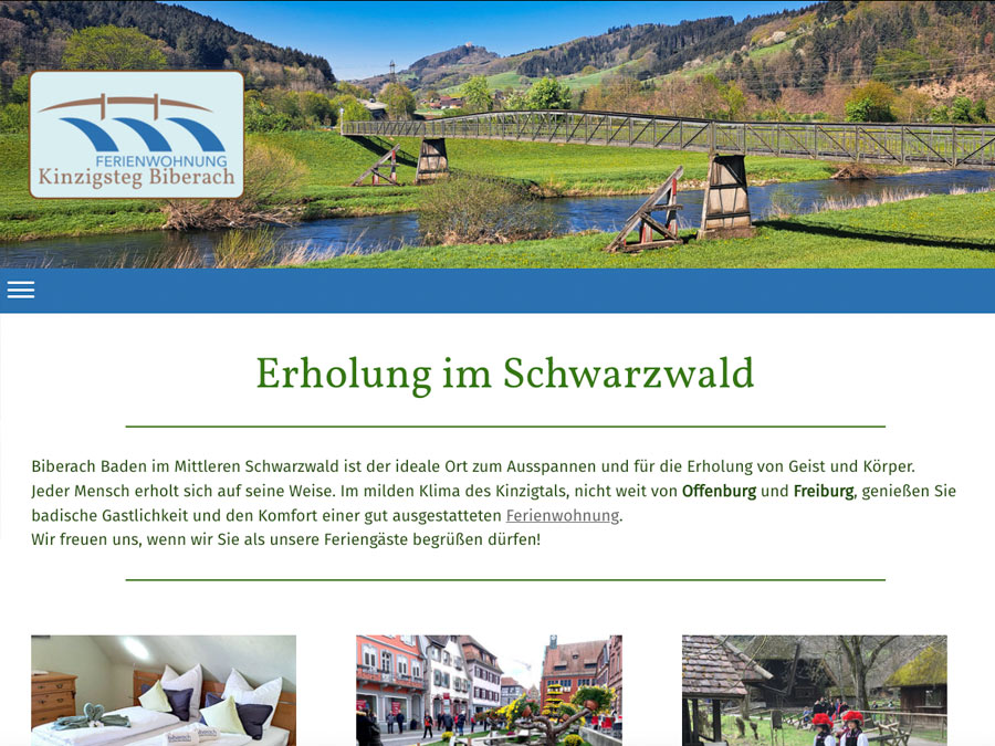 Screenshot Ferienwohnung Kinzigsteg